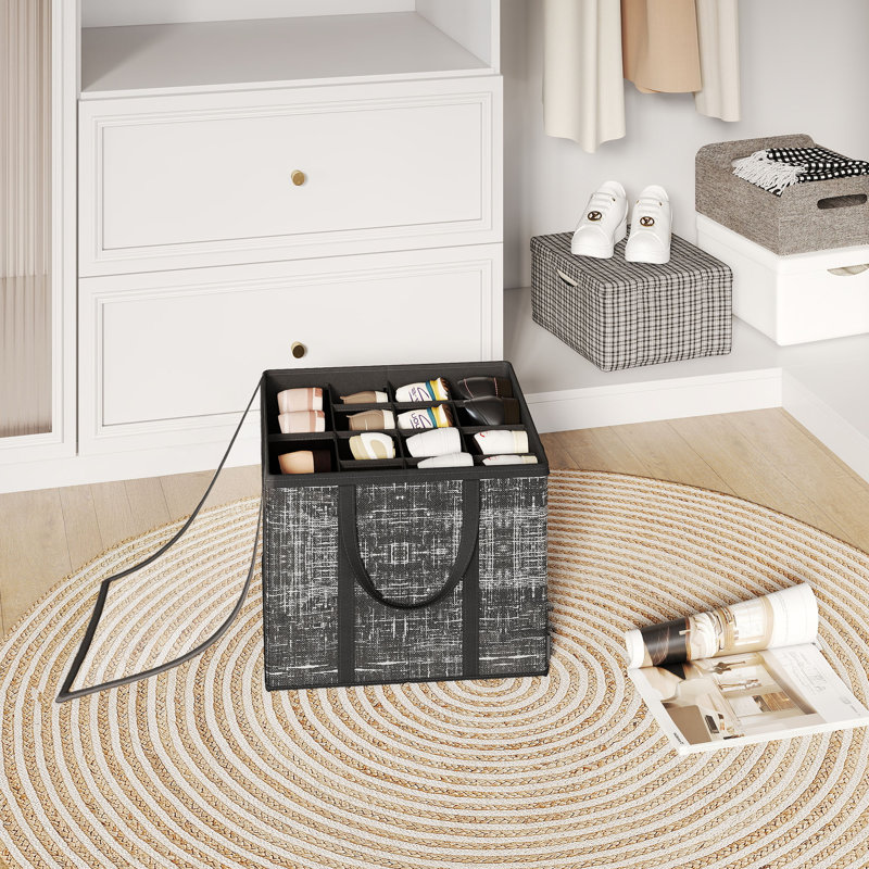 Range-chaussures pour placard, bac de rangement pour chaussures, 16 paires, avec poignées et couvercle transparent, Noir