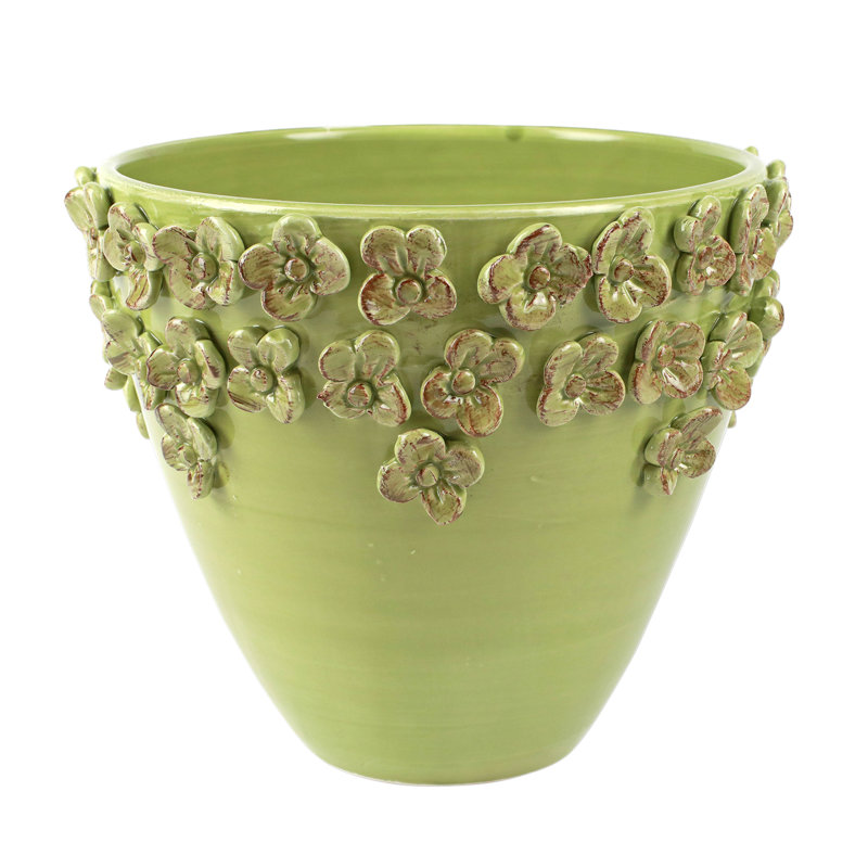 Rustic Garden Medium Cachepot, 8.5" H x 10" W x 10" D, Pistachio