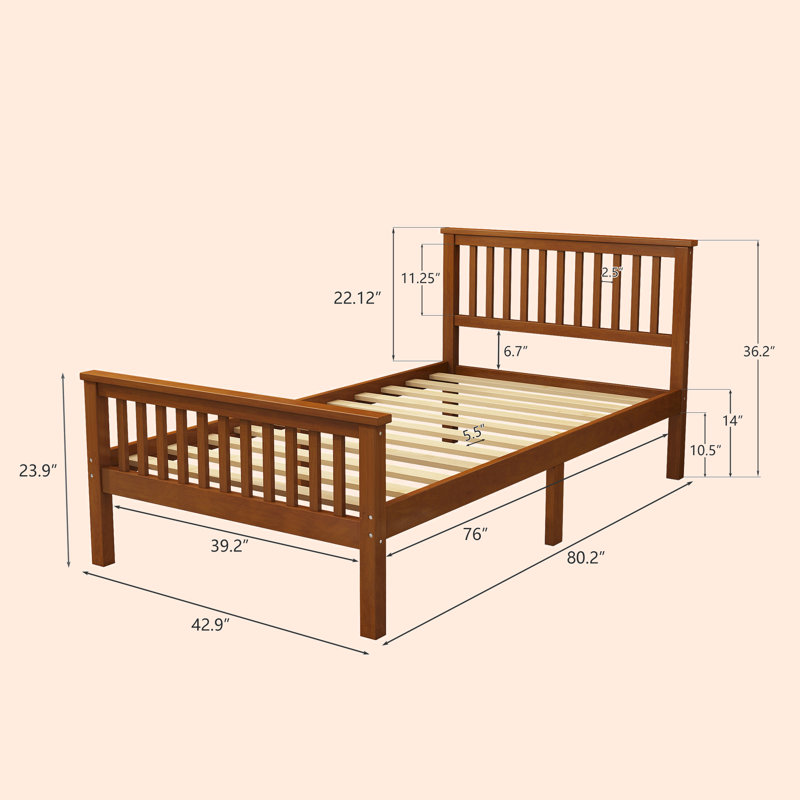 Lit plateforme simple Joston, Brun