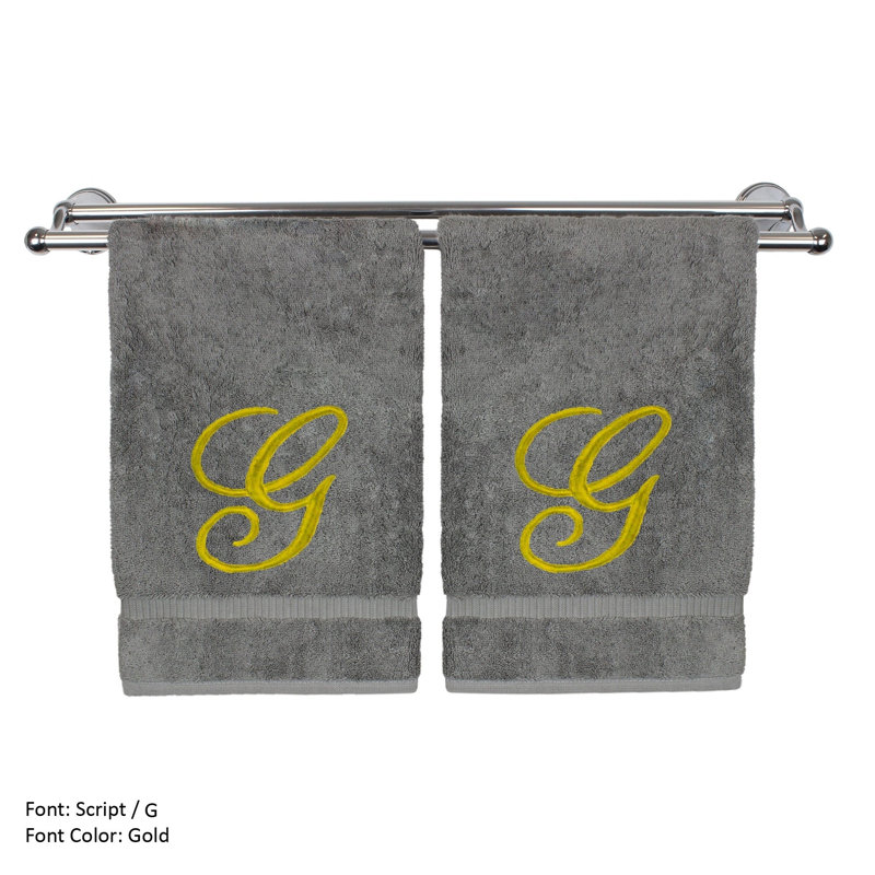 Super Plush Hand Towel, Gray/Gold, G
