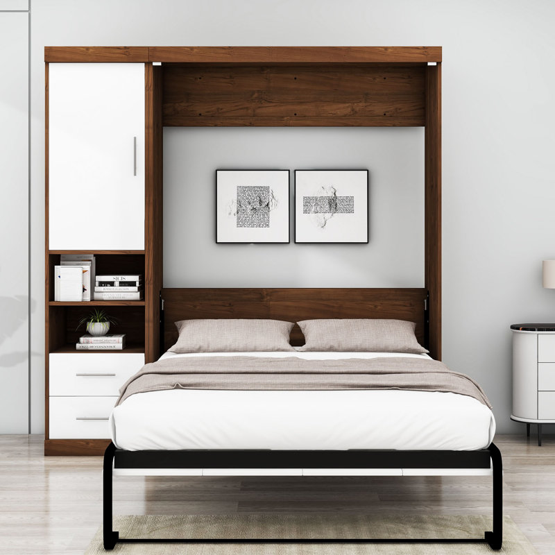 Lit escamotable en bois avec armoire, Double