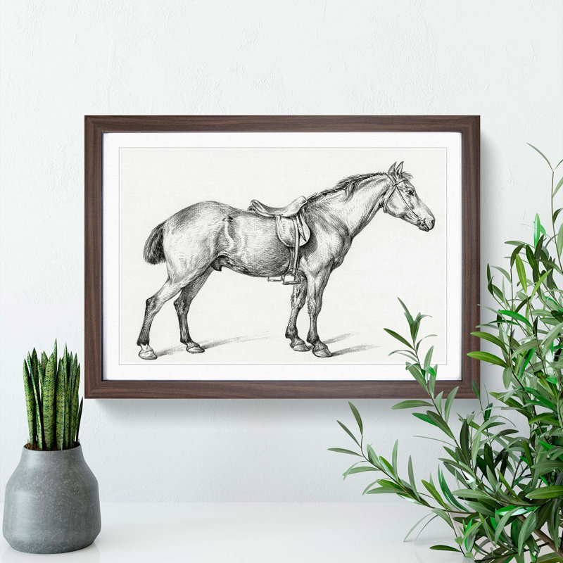 Horse with a Saddle by Jean Bernard - Framed Print, 36cm H x 48cm W x 2cm D, Walnut Framed