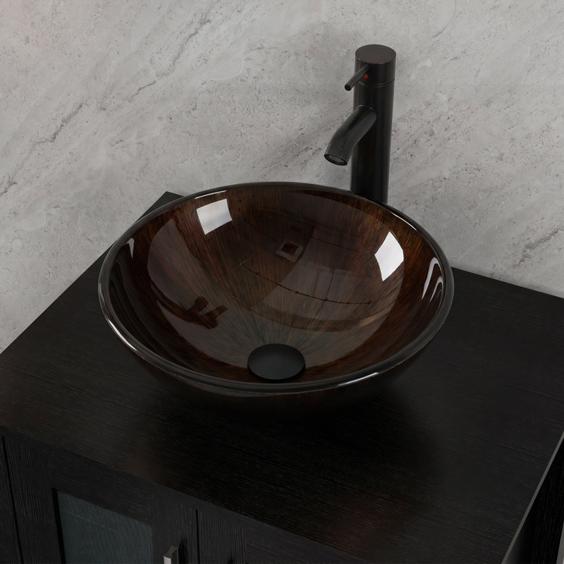 Lavabo de salle de bain en verre coloré 16,3 po VS110BK