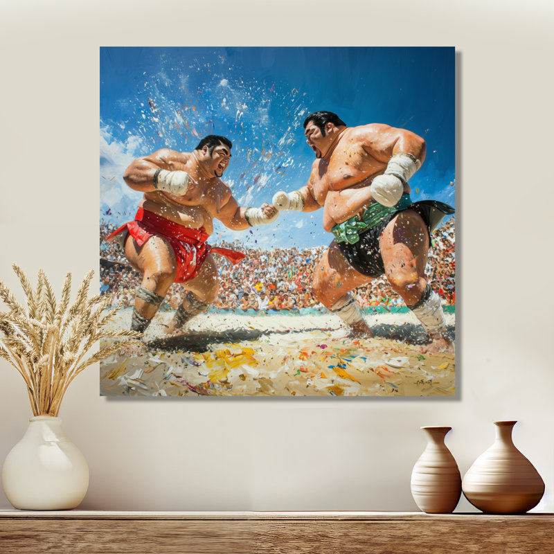 Sumo Wrestling Match Japon - décor en métal, impression industrielle, H 16 po x l 16 po