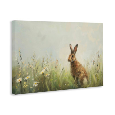 Lapin brun avec toile marguerites, design par LSR Design Studio