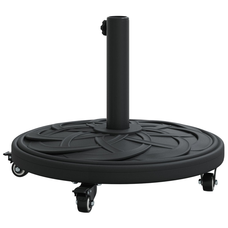 Parasol Base Black Steel 45 X 45 X 39 Cm Rollable Umbrella Base