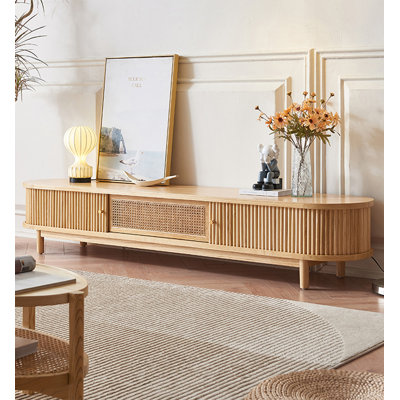Wabi-Sabi Solid Wood and Rattan TV Stand