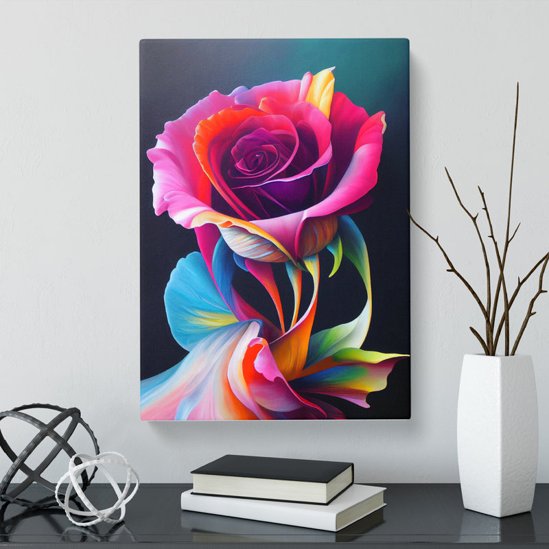 Calliphon Rose Flower Paint Pouring - Wrapped Canvas, 50cm H x 35cm W