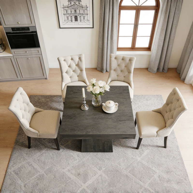 Square Farmhouse Kitchen Dining Table for Daily Use, Black