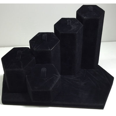 Black Velvet Wrapped Hexagon Ring Tabletop Display