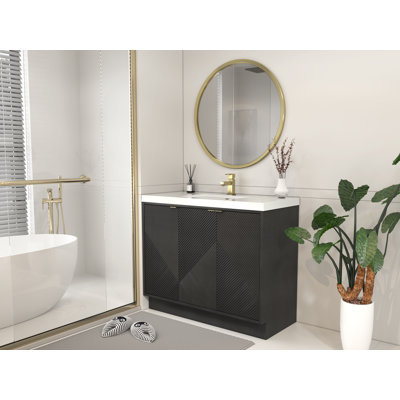 Meuble-lavabo autoportant avec lavabo en acrylique renforcé 41,7 po (portes à droite) et 47,2 po Monterey