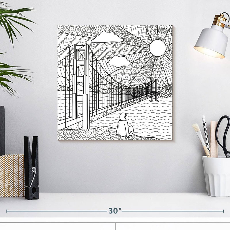 Lilie Doodle Gate Bridge, 16" H x 16" W