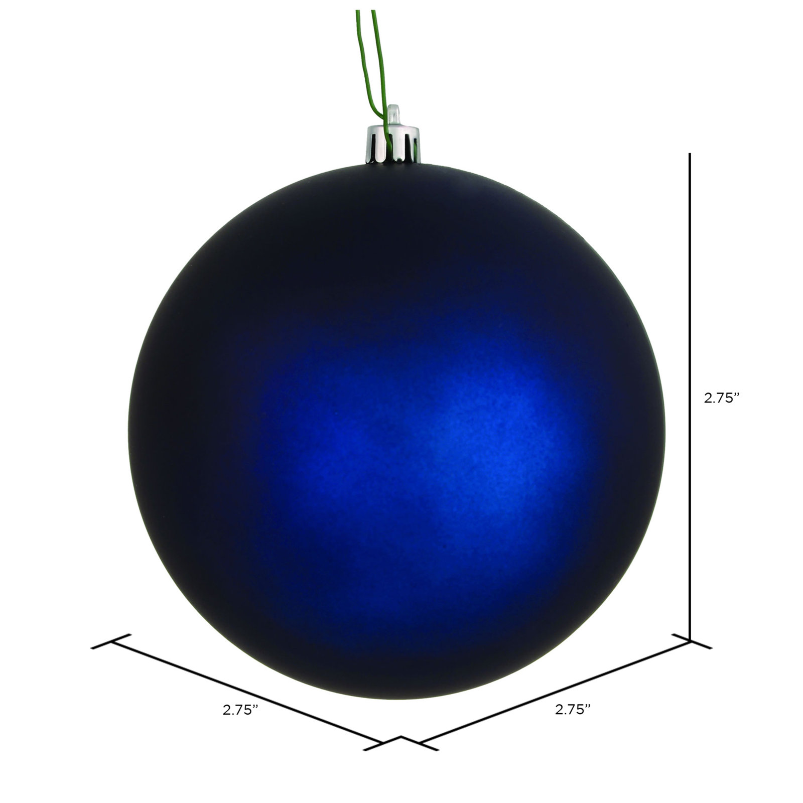 Holiday Décor Ball Ornament, Midnight Blue Matte, 2.75" H x 2.75" W x 2.75" D
