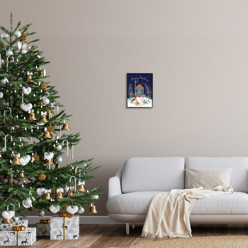 Merry Christmas Family Home Festive Reindeer Holly par Heather McLaughlin - impression, H 14 po x l 11 po