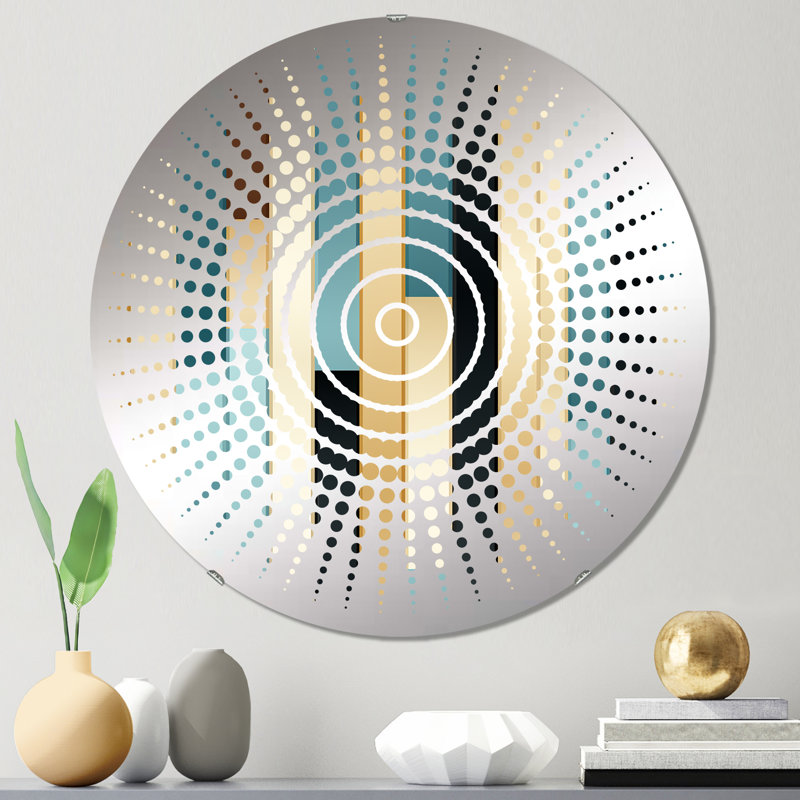 Miroir mural bleu et beige rayé Harmony, 23,6 po x 23,6 po