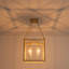 Plafonnier semi-encastré carré moderne Modern Gold, lanterne 4 lumières avec panneaux en verre transparent, hauteur réglable, base E12, homologué ETL