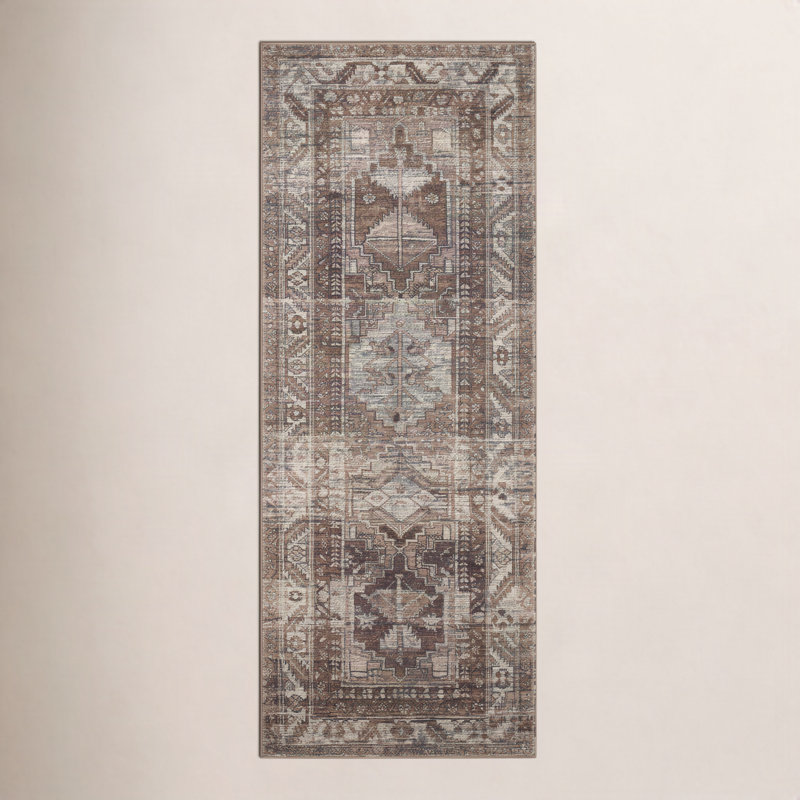 Tapis oriental argile / sauge Billie, Tapis de couloir 2 pi 6 po x 7 pi 6 po