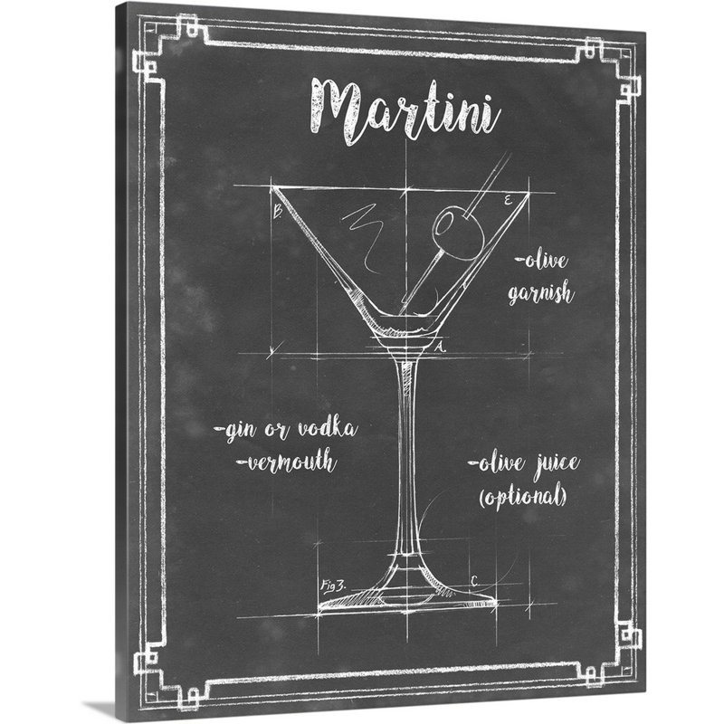 Mixology V - Reproduction d'art graphique sur toile, H 45 po x l 36 po x P 1,25 po, Toile tendue