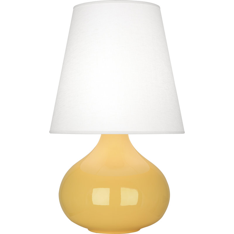 Small June Accent Lamp, Sunset Yellow, Oyster Linen