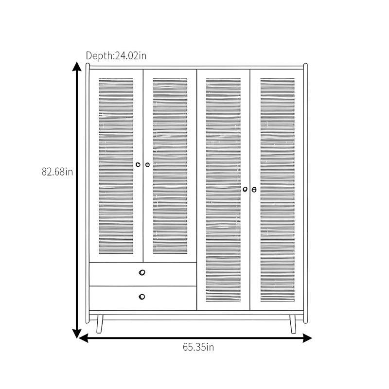 Simple Rattan Woven  Wardrobe
