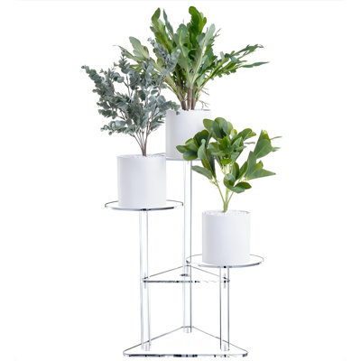 Acrylic Corner Plant Stand 3 Tier , Clear Indoor Plant Shelf Plant , Flower Display Rack Pot Holder For Living Room Balcony Window Modern by Ivy Bronx