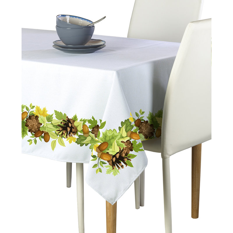 Leacross Floral Square Christmas Tablecloth, 60" L x 60" W, Christmas Holly and Bells Garland