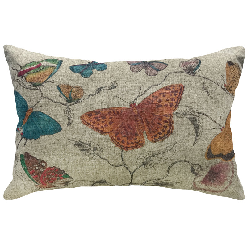  Butterfly Linen Lumbar Pillow