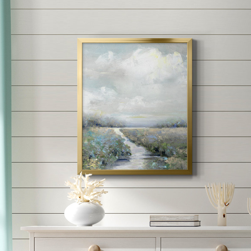Toile encadrée de qualité supérieure avec péninsule prête à accrocher, H 20 po x l 16 po, Doré