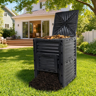 80 Gallon Outdoor Compost Bin, Large Garden Composter with Aeration Vents, UV-Resistant Design for Kitchen Scraps and Yard Waste