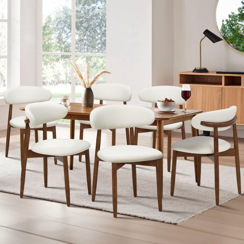Chaise d'appoint rembourrée en bois massif, Beige