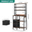 Kitchen Storage Rack With Power Outlet, 2 AC Outlets 2 USB Ports, Coffee Bar, Baker's Rack With 2 Drawers And 4 Hooks, Microwave Shelf-1995994881