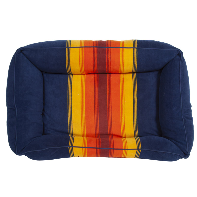 Medium Orthopedic Blue and Orange Striped Dog Bed