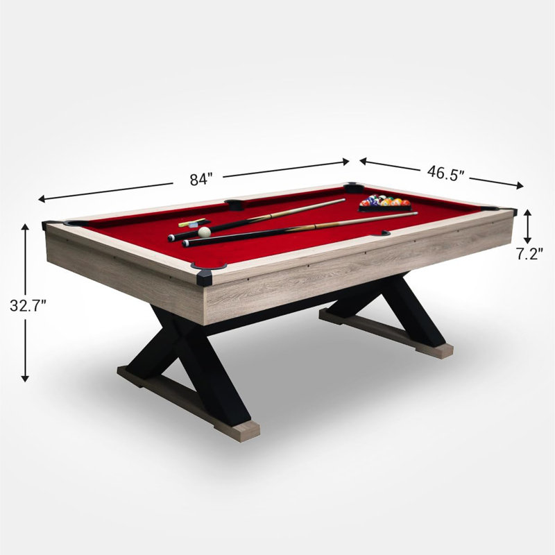 Table de billard de 7 pieds pour la maison - Ensemble complet de table de billard avec accessoires, conception industrielle à pieds en X pour salle de jeux, sous-sol, bureau et appartement