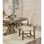 Rustique classique 2 pièces chaises de salle à manger rembourrées en tissu beige avec garniture cloutée en bois massif