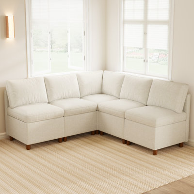 Modular Corner Dining Banquette with Storage, 5-Person Upholstered Dining Bench, Breathable Chenille