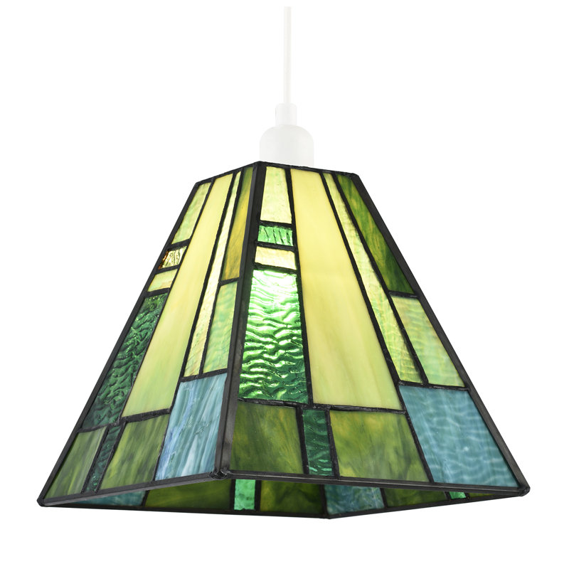 18cm H Glass Square Pendant Shade ( Screw On ), Green