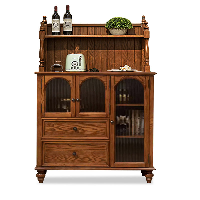 Buffet cerisier massif et bois manufacturé, H 59,84 po x l 38,98 po x P 17,32 po