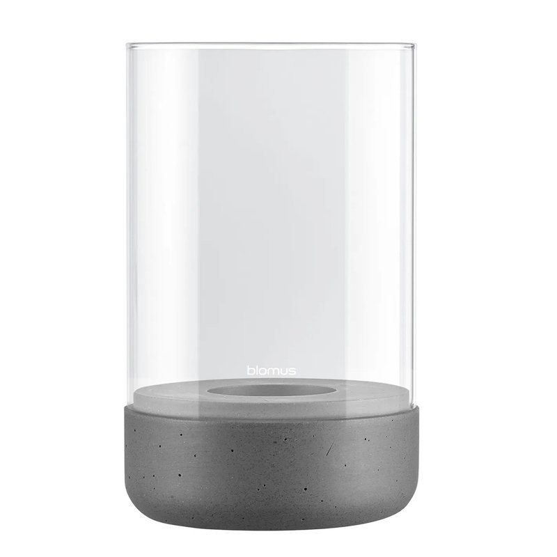 Glass, 20 cm H x 12 cm W x 12 cm D, Dark Grey