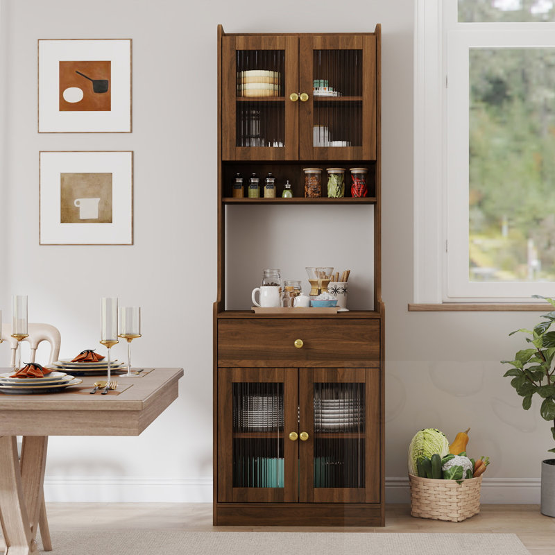 Kitchen Pantry with Storage Cabinet, 1 drawer and open shelf