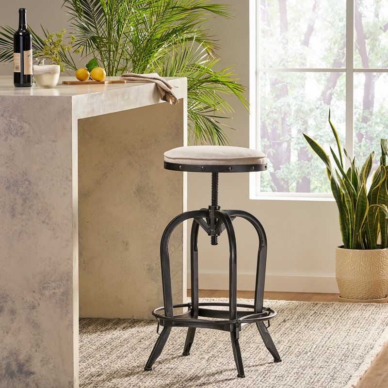 Tabouret de bar à hauteur réglable, Blanc cassé