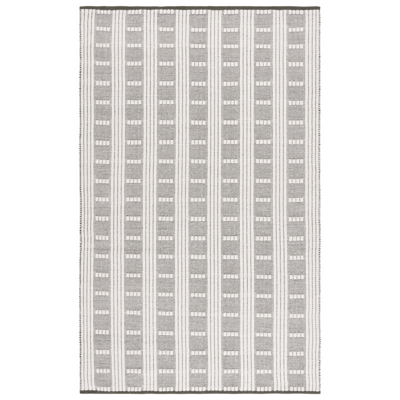 Vermont 951 Flatweave Wool/Cotton Geometric Rug in Olive/Ivory, Rectangle 6' x 9'