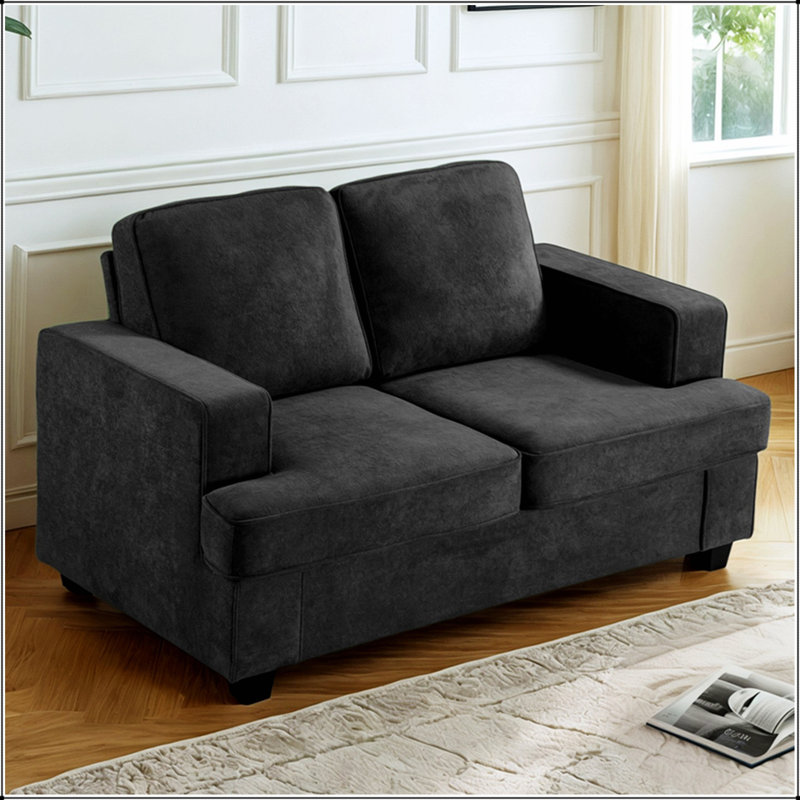 Causeuse moderne en velours avec assise profonde, mousse haute densité et coussins de dossier amovibles pour un confort et un style ultimes