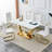 Aurora Morden Mid-Century 63" Rectangular Dining Table Set with Faux Leather Chairs-1561072164-1562151587