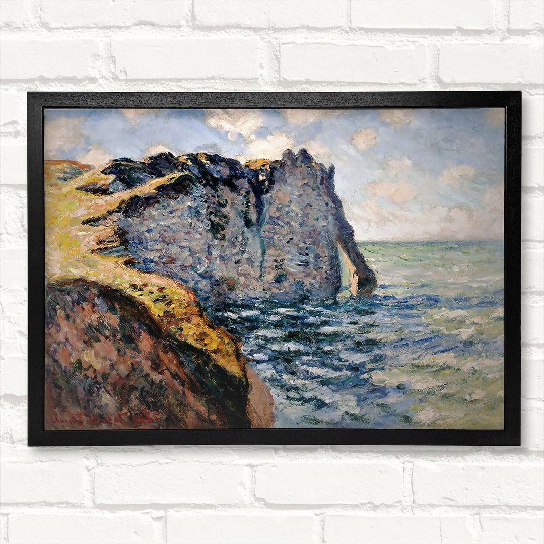 Die Klippe von Aval bei Etretat von Claude Monet - Geschlossener Eckrahmen Kunstdrucke auf Holz