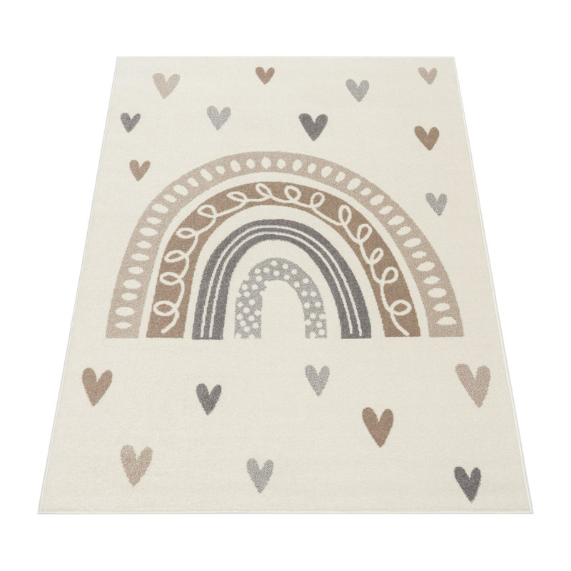 Polypropylene Rug, Rectangle 7'10" x 11'2", Brown/Gray/Beige