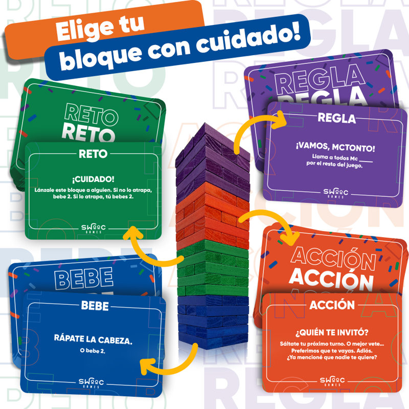 Jeux Swooc - Tour Fiesta Extrema - 100 Comandos Originales, 60 Bloque Multicolor et miles de Combinaciones de Re Douglas Divertidísimas