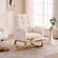 Chaise berçante en peluche avec repose-pieds, chaise berçante à haut dossier et fauteuil en bois d'hévéa-260466809