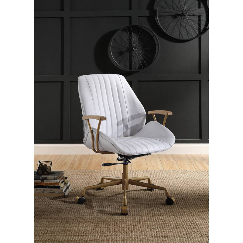 Chaise de bureau en cuir véritable, Rose