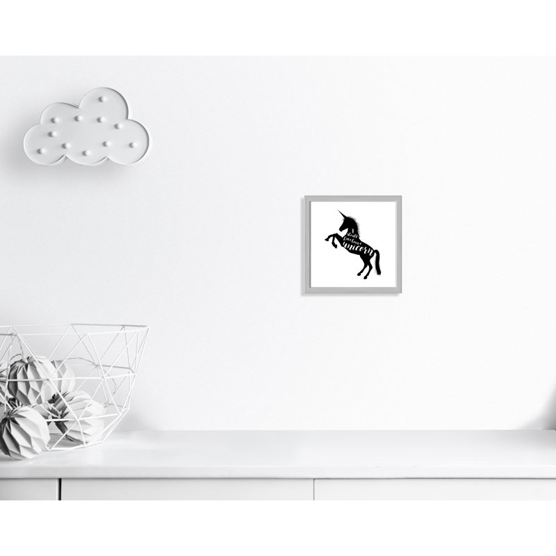 «Aurait dû être une licorne», art encadré, H 26,5 po x l 26,5 po x P 1,18 po, Cadre argenté