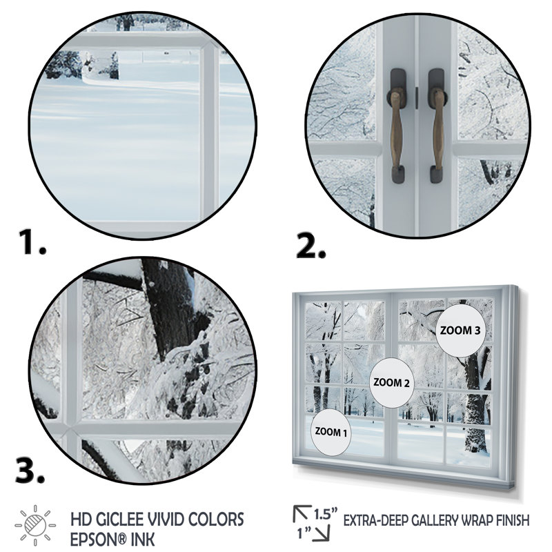 Winter Forest Window Views I - Winter Landscape, reproduction d'art sur toile encadrée, H 30 po x l 40 po x P 1,5 po